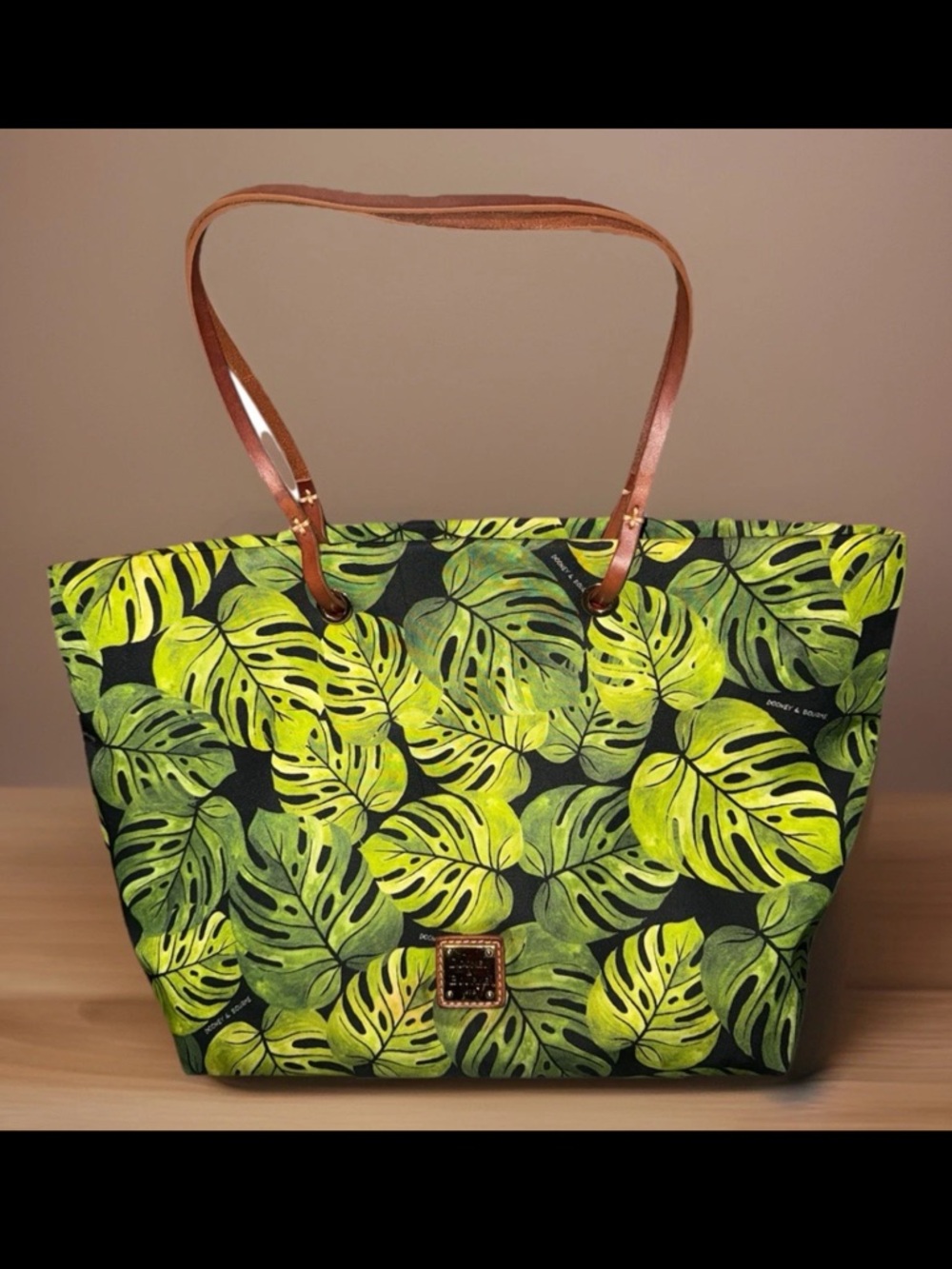 Dooney & Bourke Montego Addison monstera Print banana leaf 17"W x 11”H x 5.5"D